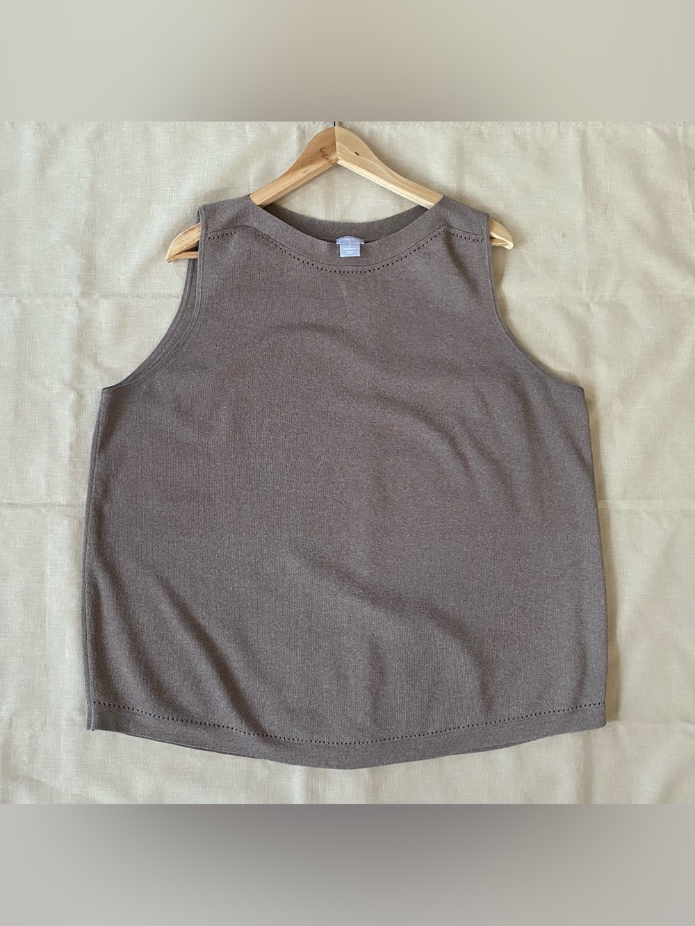 Chicos Size 4 XXL Metallic Knit Sweater Vest Sleeveless Tank Top Shimmer Brown